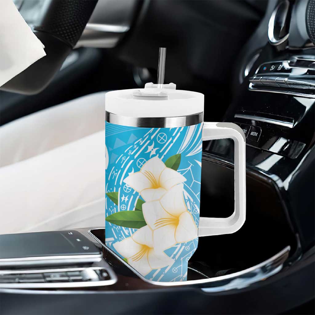 Personalized Guam Chamorro Tumbler With Handle Turtles and Guasali Flowers