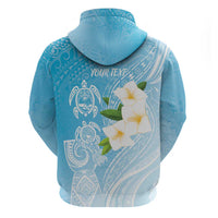 Personalized Guam Chamorro Zip Hoodie Turtles and Guasali Flowers