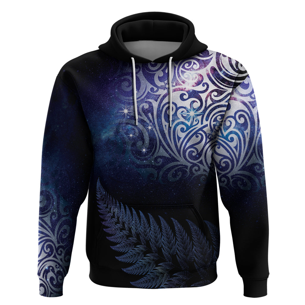 New Zealand Aotearoa Matariki Hoodie Starry Silver Fern