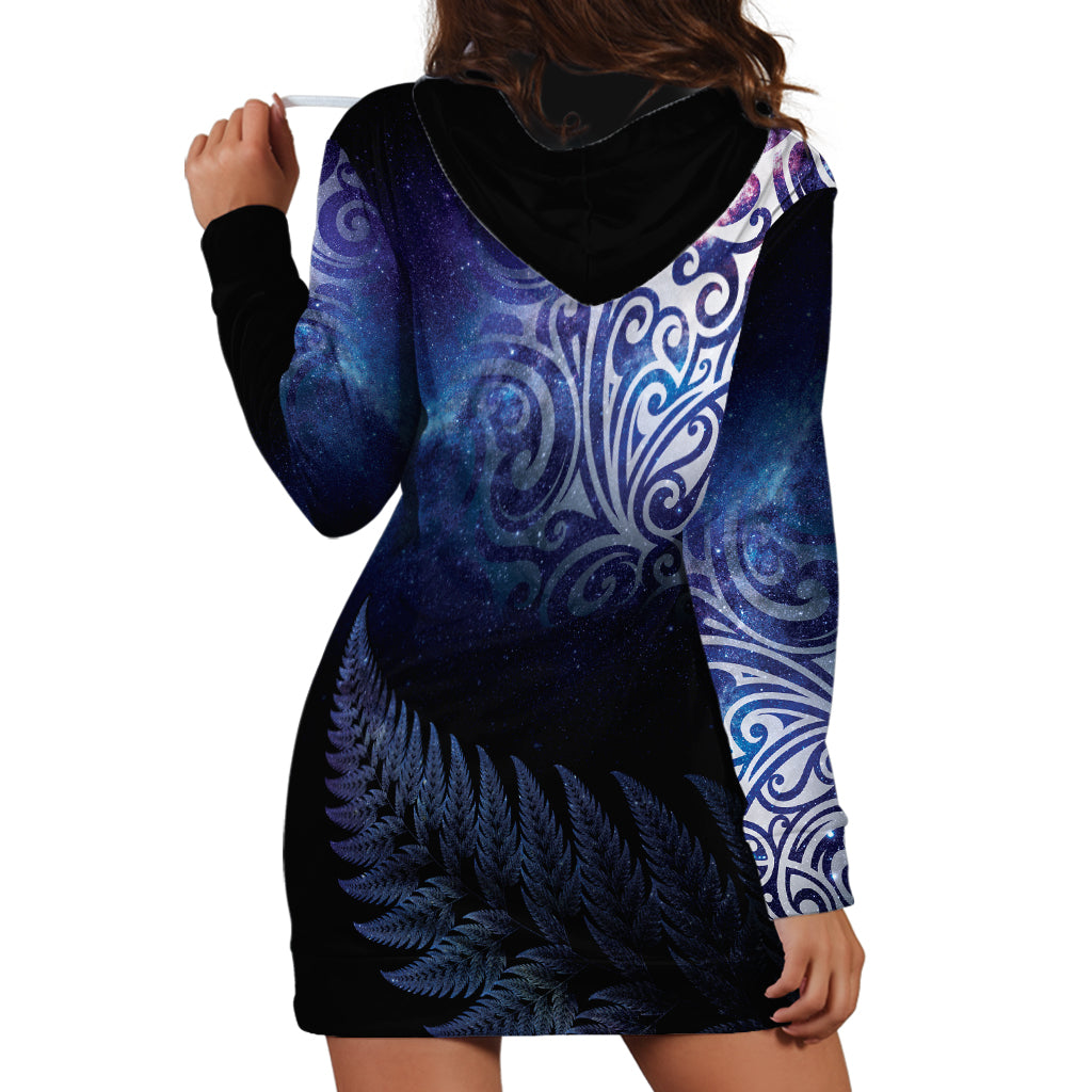 New Zealand Aotearoa Matariki Hoodie Dress Starry Silver Fern