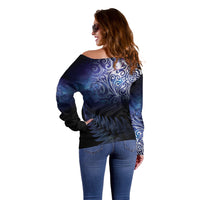 New Zealand Aotearoa Matariki Off Shoulder Sweater Starry Silver Fern