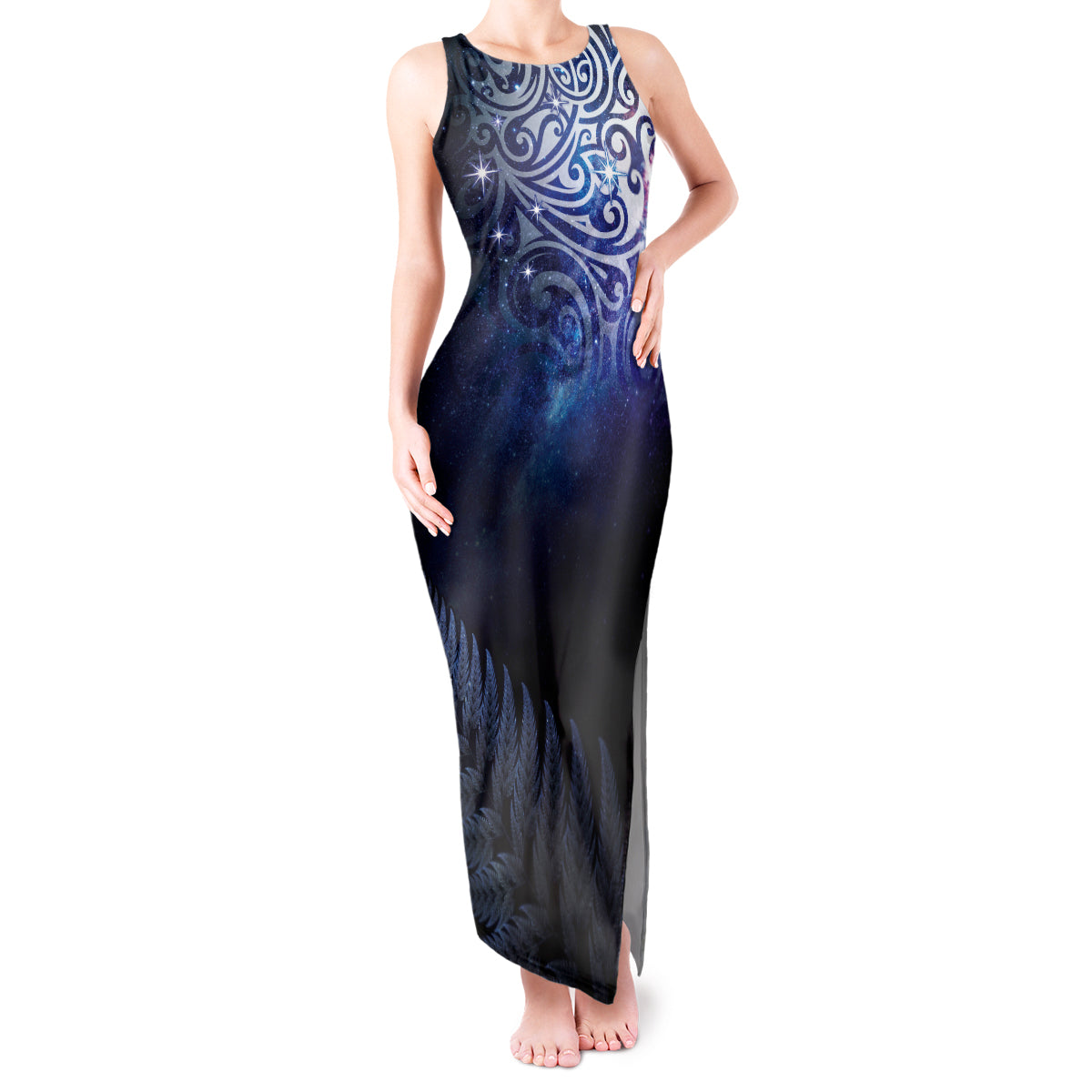 New Zealand Aotearoa Matariki Tank Maxi Dress Starry Silver Fern