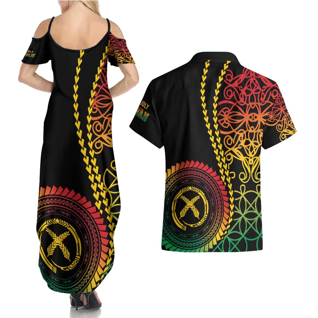 Proudly Ni-Van Sandroing Inspired Classic Style Couples Matching Summer Maxi Dress and Hawaiian Shirt
