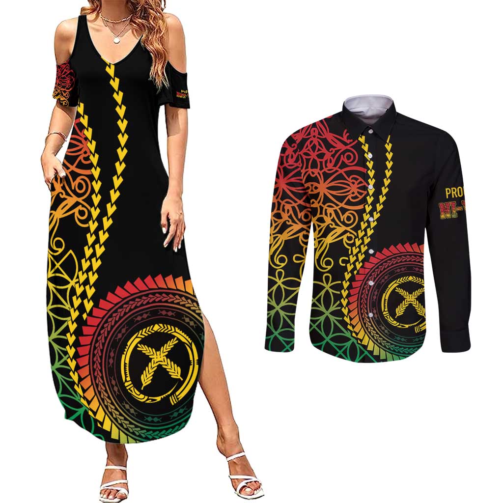 Proudly Ni-Van Sandroing Inspired Classic Style Couples Matching Summer Maxi Dress and Long Sleeve Button Shirt