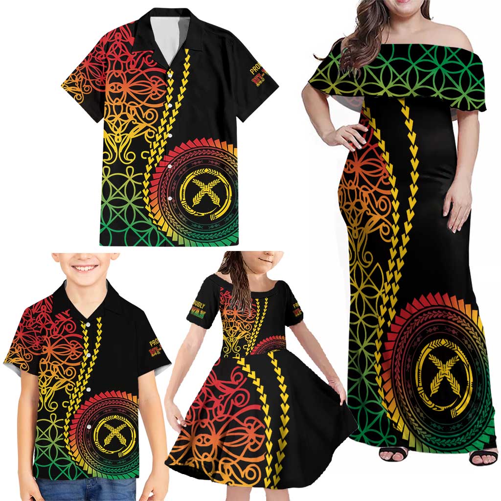 Proudly Ni-Van Sandroing Inspired Classic Style Family Matching Off Shoulder Maxi Dress and Hawaiian Shirt LT7 - Polynesian Pride