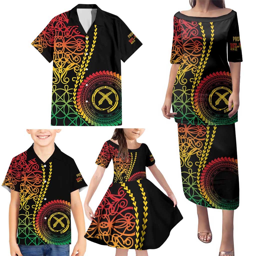 Proudly Ni-Van Sandroing Inspired Classic Style Family Matching Puletasi and Hawaiian Shirt LT7 - Polynesian Pride