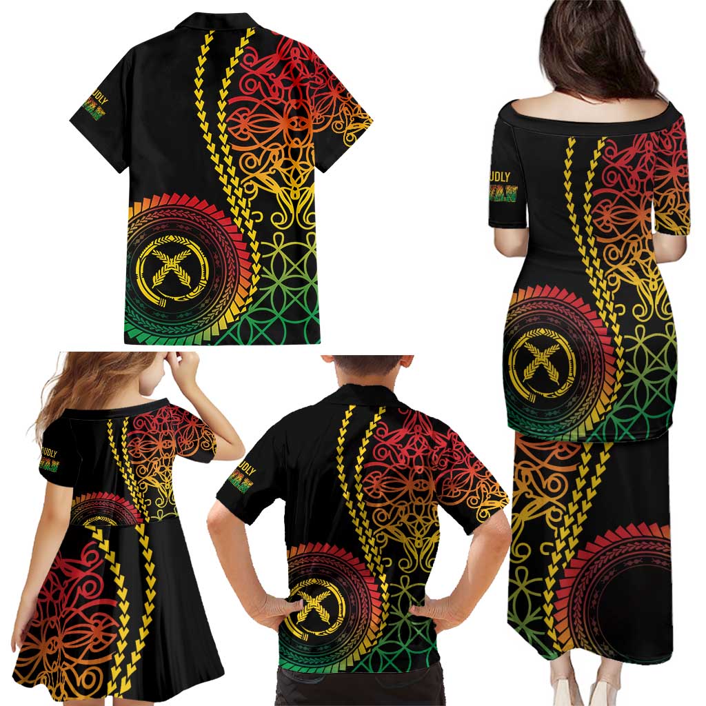 Proudly Ni-Van Sandroing Inspired Classic Style Family Matching Puletasi and Hawaiian Shirt LT7 - Polynesian Pride