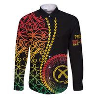Proudly Ni-Van Sandroing Inspired Classic Style Family Matching Puletasi and Hawaiian Shirt LT7 Dad's Shirt - Long Sleeve Colorful - Polynesian Pride