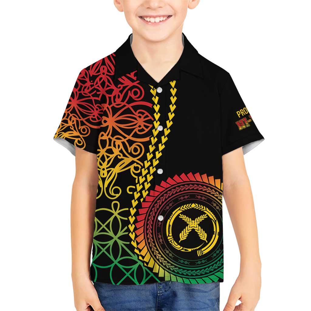 Proudly Ni-Van Sandroing Inspired Classic Style Family Matching Puletasi and Hawaiian Shirt LT7 Son's Shirt Colorful - Polynesian Pride