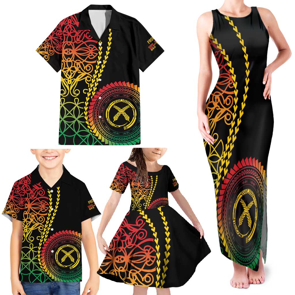 Proudly Ni-Van Sandroing Inspired Classic Style Family Matching Tank Maxi Dress and Hawaiian Shirt LT7 - Polynesian Pride