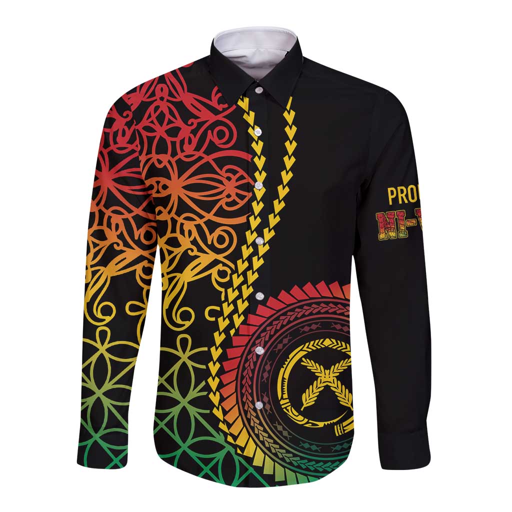 Proudly Ni-Van Sandroing Inspired Classic Style Long Sleeve Button Shirt LT7 Unisex Colorful - Polynesian Pride