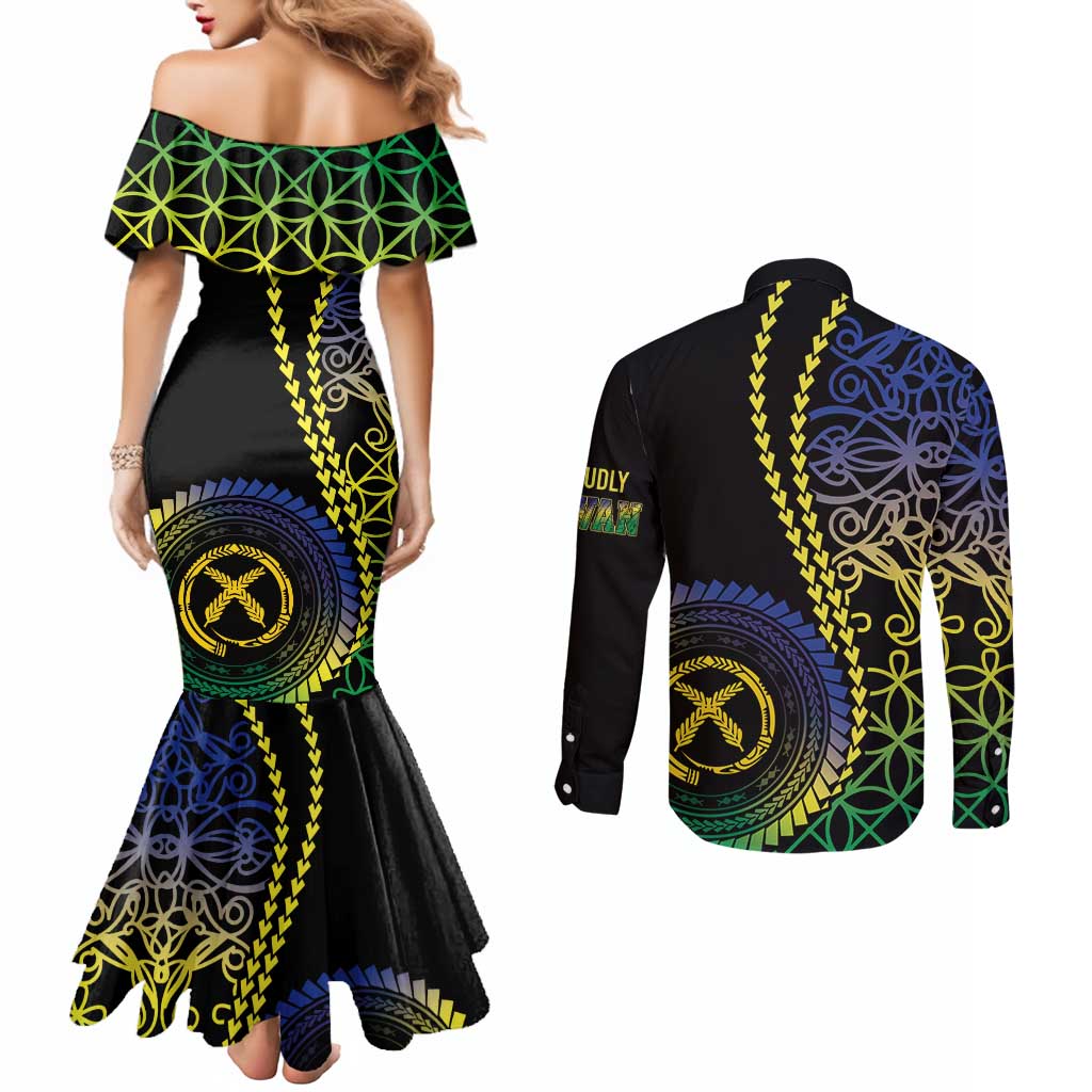Proudly Ni-Van Sandroing Inspired Couples Matching Mermaid Dress and Long Sleeve Button Shirt Malampa Classic Style LT7 - Polynesian Pride