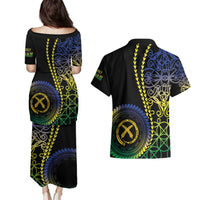 Proudly Ni-Van Sandroing Inspired Couples Matching Puletasi and Hawaiian Shirt Malampa Classic Style LT7 - Polynesian Pride