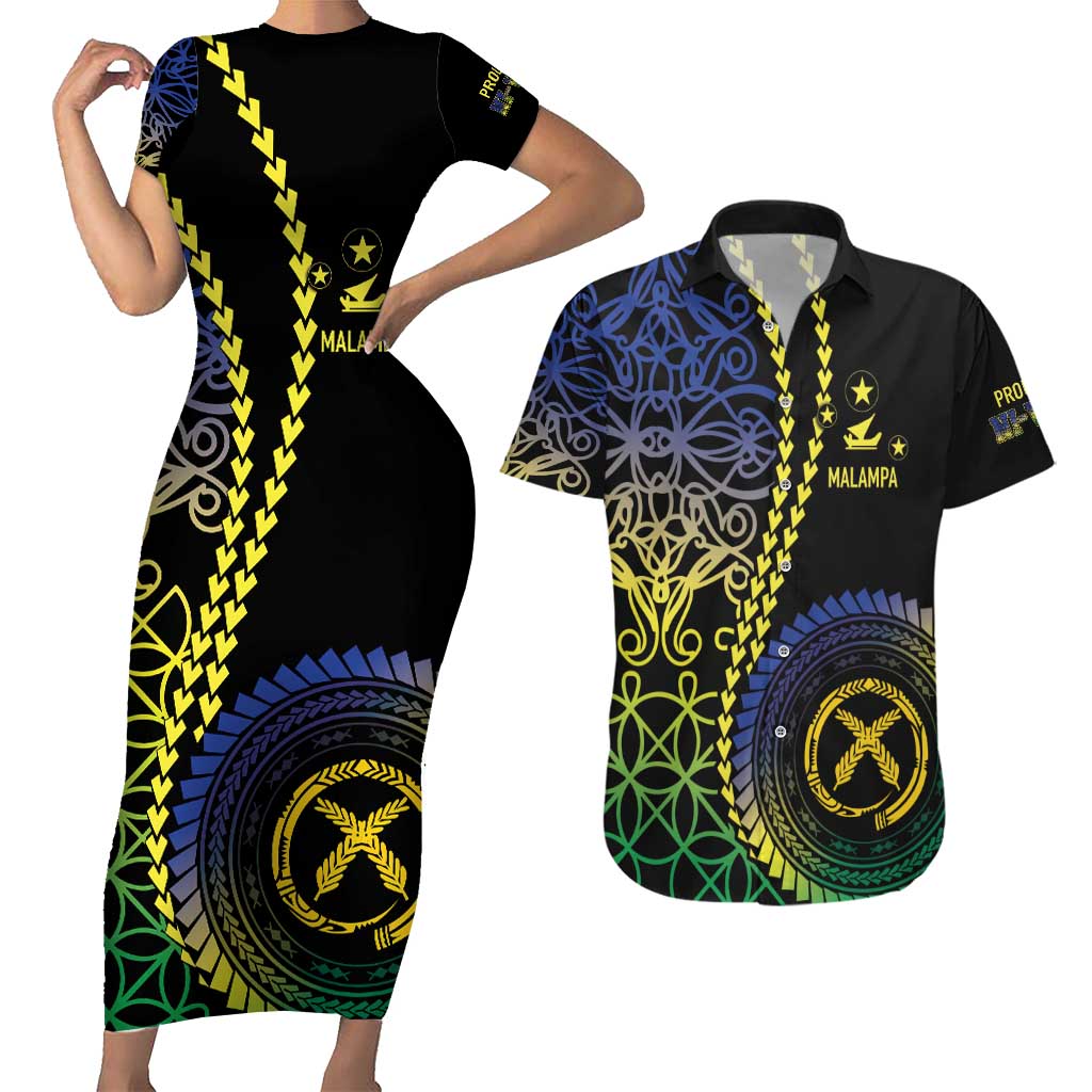 Proudly Ni-Van Sandroing Inspired Couples Matching Short Sleeve Bodycon Dress and Hawaiian Shirt Malampa Classic Style LT7 Colorful - Polynesian Pride