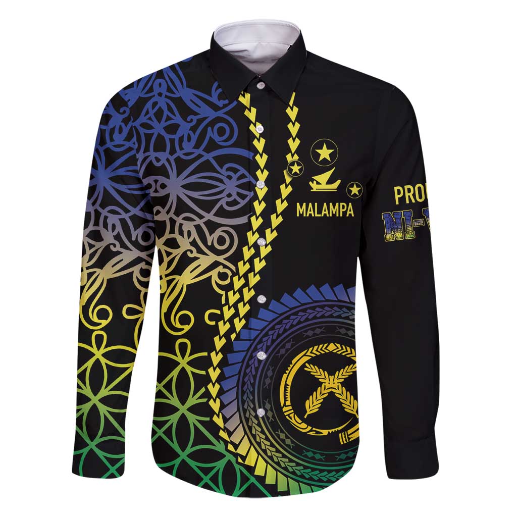 Proudly Ni-Van Sandroing Inspired Family Matching Mermaid Dress and Hawaiian Shirt Malampa Classic Style LT7 Dad's Shirt - Long Sleeve Colorful - Polynesian Pride