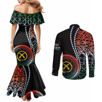 Proudly Ni-Van Sandroing Inspired Couples Matching Mermaid Dress and Long Sleeve Button Shirt Penama Classic Style LT7 - Polynesian Pride