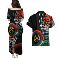 Proudly Ni-Van Sandroing Inspired Couples Matching Puletasi and Hawaiian Shirt Penama Classic Style LT7 - Polynesian Pride