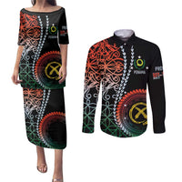 Proudly Ni-Van Sandroing Inspired Couples Matching Puletasi and Long Sleeve Button Shirt Penama Classic Style LT7 Colorful - Polynesian Pride
