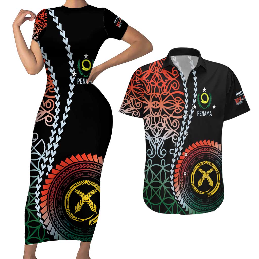 Proudly Ni-Van Sandroing Inspired Couples Matching Short Sleeve Bodycon Dress and Hawaiian Shirt Penama Classic Style LT7 Colorful - Polynesian Pride