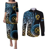 Proudly Ni-Van Sandroing Inspired Couples Matching Puletasi and Long Sleeve Button Shirt Sanma Classic Style LT7 Colorful - Polynesian Pride