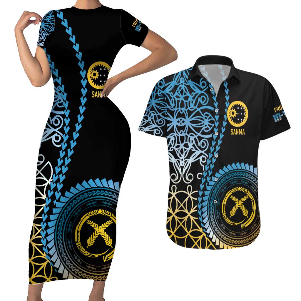 Proudly Ni-Van Sandroing Inspired Couples Matching Short Sleeve Bodycon Dress and Hawaiian Shirt Sanma Classic Style LT7 Colorful - Polynesian Pride