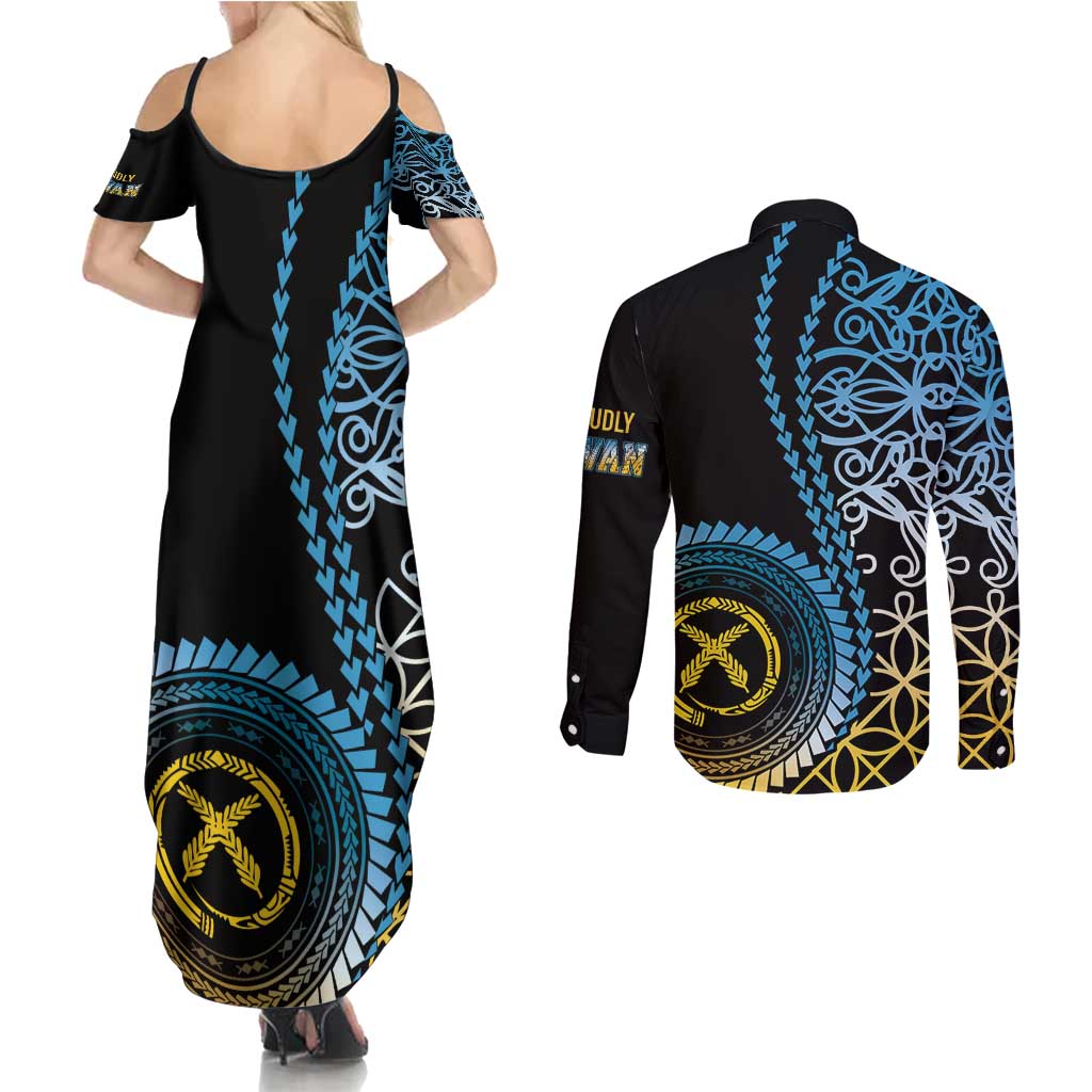 Proudly Ni-Van Sandroing Inspired Couples Matching Summer Maxi Dress and Long Sleeve Button Shirt Sanma Classic Style LT7 - Polynesian Pride