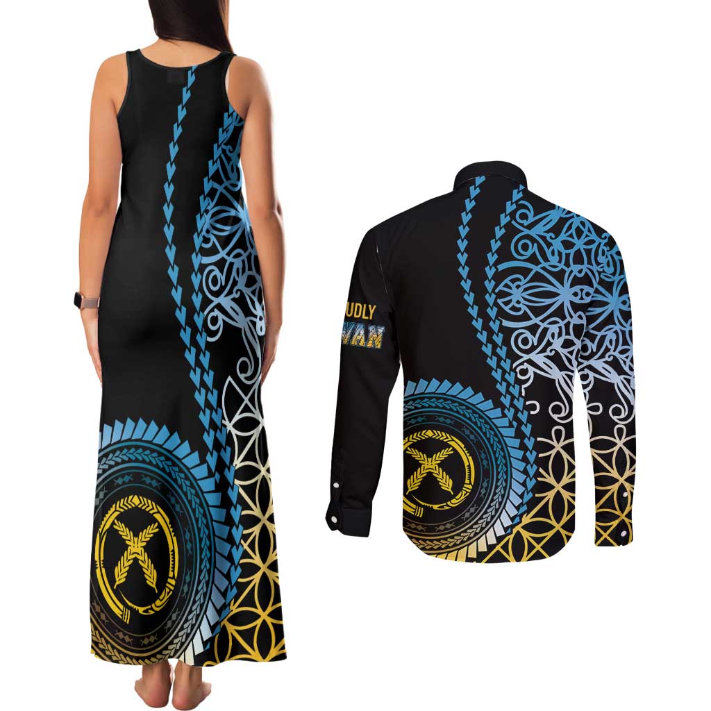 Proudly Ni-Van Sandroing Inspired Couples Matching Tank Maxi Dress and Long Sleeve Button Shirt Sanma Classic Style LT7 - Polynesian Pride