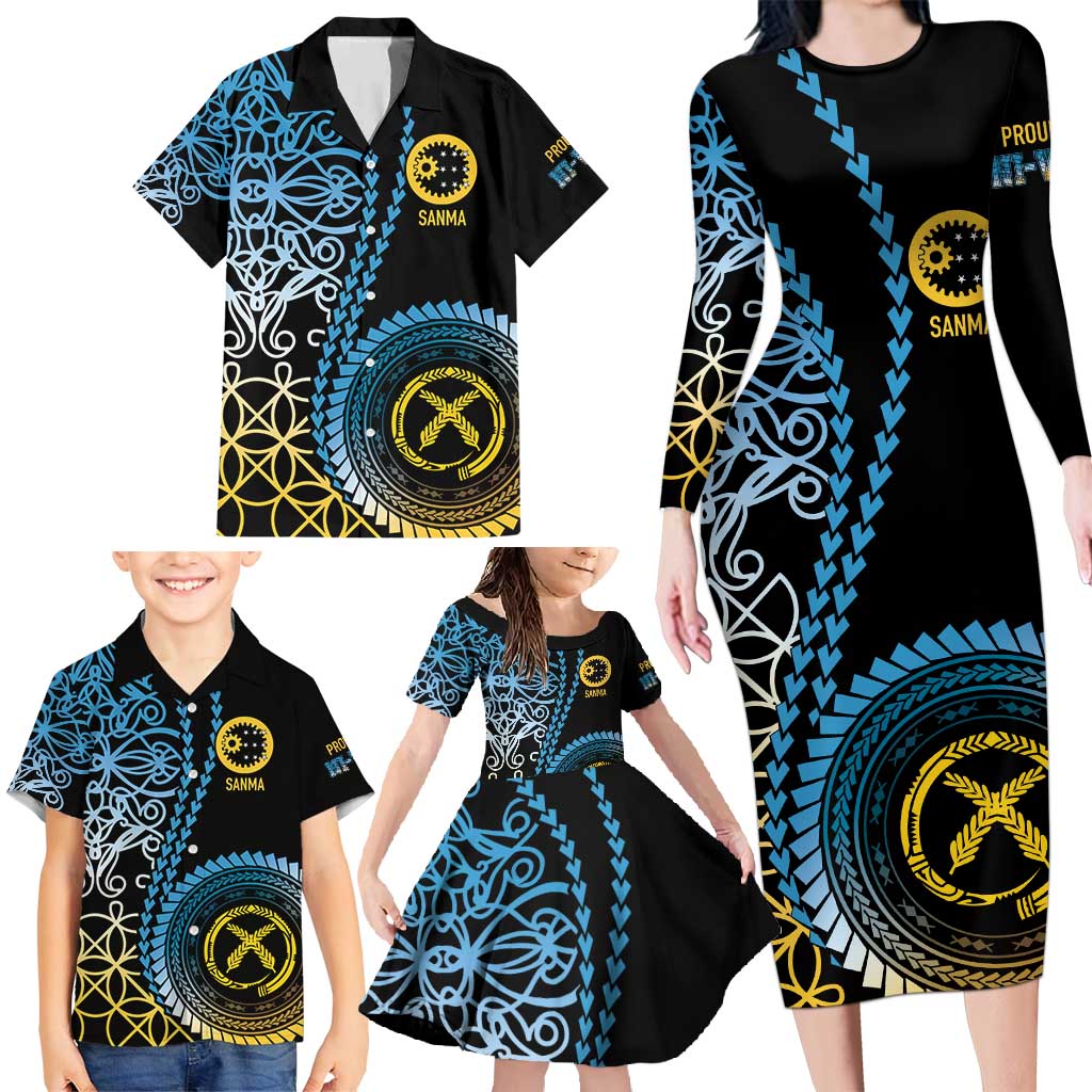 Proudly Ni-Van Sandroing Inspired Family Matching Long Sleeve Bodycon Dress and Hawaiian Shirt Sanma Classic Style LT7 - Polynesian Pride