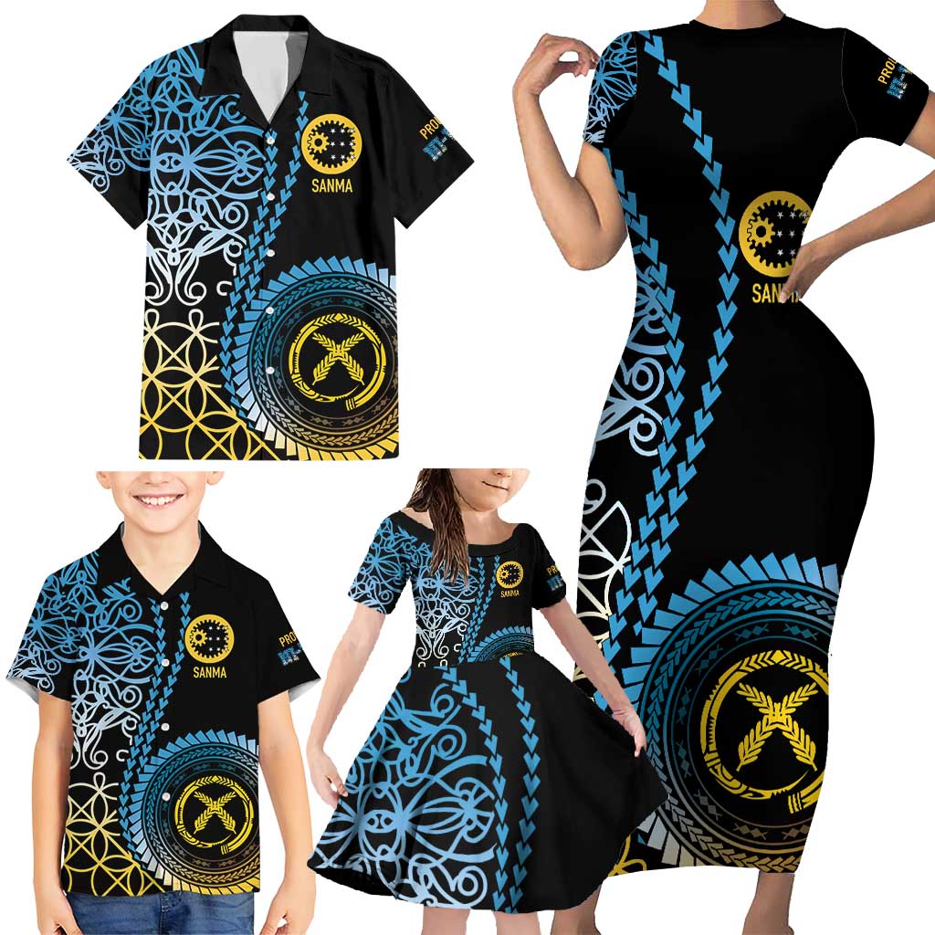 Proudly Ni-Van Sandroing Inspired Family Matching Short Sleeve Bodycon Dress and Hawaiian Shirt Sanma Classic Style LT7 - Polynesian Pride