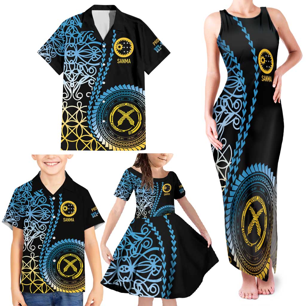 Proudly Ni-Van Sandroing Inspired Family Matching Tank Maxi Dress and Hawaiian Shirt Sanma Classic Style LT7 - Polynesian Pride