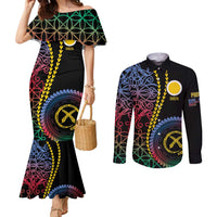 Proudly Ni-Van Sandroing Inspired Couples Matching Mermaid Dress and Long Sleeve Button Shirt Shefa Classic Style LT7 Colorful - Polynesian Pride