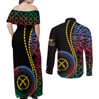 Proudly Ni-Van Sandroing Inspired Couples Matching Off Shoulder Maxi Dress and Long Sleeve Button Shirt Shefa Classic Style LT7 - Polynesian Pride