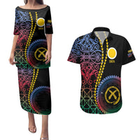 Proudly Ni-Van Sandroing Inspired Couples Matching Puletasi and Hawaiian Shirt Shefa Classic Style LT7 Colorful - Polynesian Pride