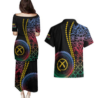 Proudly Ni-Van Sandroing Inspired Couples Matching Puletasi and Hawaiian Shirt Shefa Classic Style LT7 - Polynesian Pride