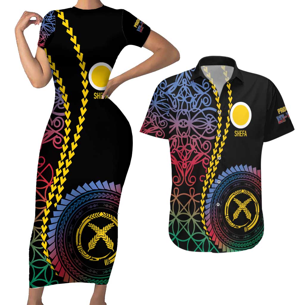 Proudly Ni-Van Sandroing Inspired Couples Matching Short Sleeve Bodycon Dress and Hawaiian Shirt Shefa Classic Style LT7 Colorful - Polynesian Pride