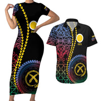 Proudly Ni-Van Sandroing Inspired Couples Matching Short Sleeve Bodycon Dress and Hawaiian Shirt Shefa Classic Style LT7 Colorful - Polynesian Pride