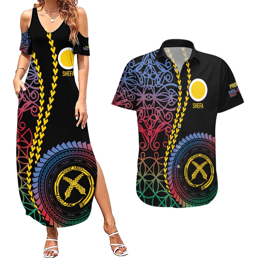Proudly Ni-Van Sandroing Inspired Couples Matching Summer Maxi Dress and Hawaiian Shirt Shefa Classic Style LT7 Colorful - Polynesian Pride