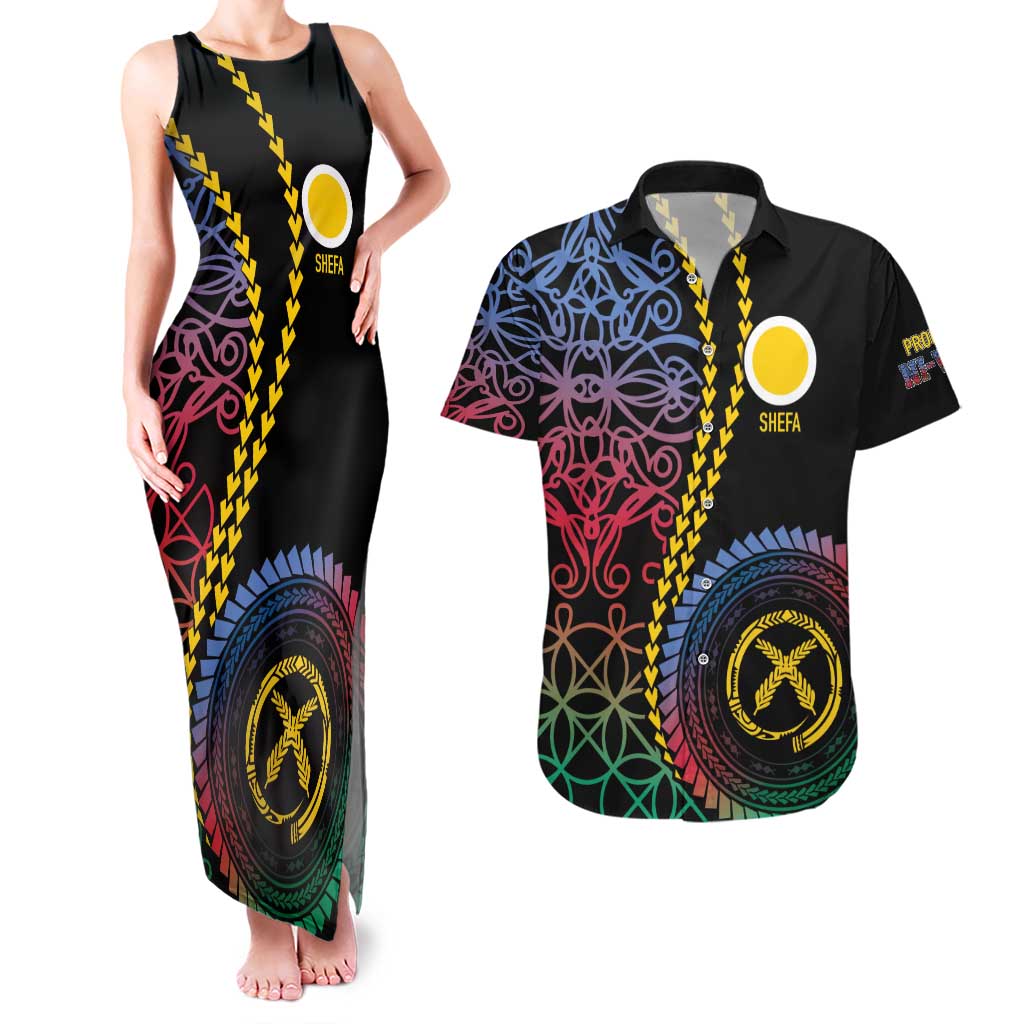 Proudly Ni-Van Sandroing Inspired Couples Matching Tank Maxi Dress and Hawaiian Shirt Shefa Classic Style LT7 Colorful - Polynesian Pride