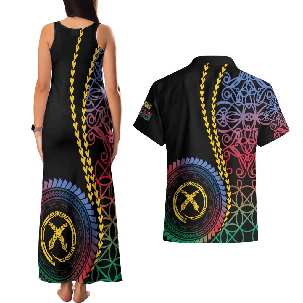 Proudly Ni-Van Sandroing Inspired Couples Matching Tank Maxi Dress and Hawaiian Shirt Shefa Classic Style LT7 - Polynesian Pride