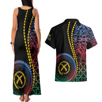 Proudly Ni-Van Sandroing Inspired Couples Matching Tank Maxi Dress and Hawaiian Shirt Shefa Classic Style LT7 - Polynesian Pride