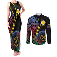 Proudly Ni-Van Sandroing Inspired Couples Matching Tank Maxi Dress and Long Sleeve Button Shirt Shefa Classic Style LT7 Colorful - Polynesian Pride