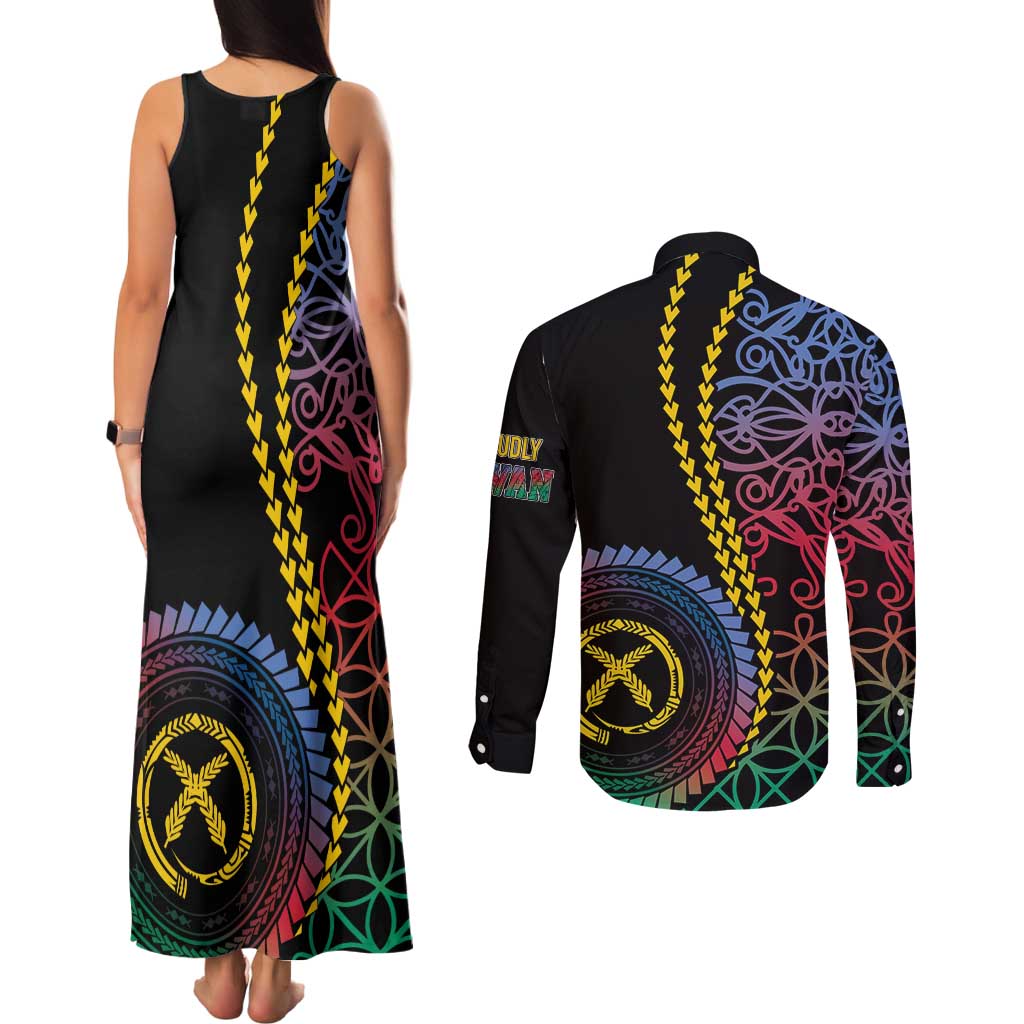 Proudly Ni-Van Sandroing Inspired Couples Matching Tank Maxi Dress and Long Sleeve Button Shirt Shefa Classic Style LT7 - Polynesian Pride