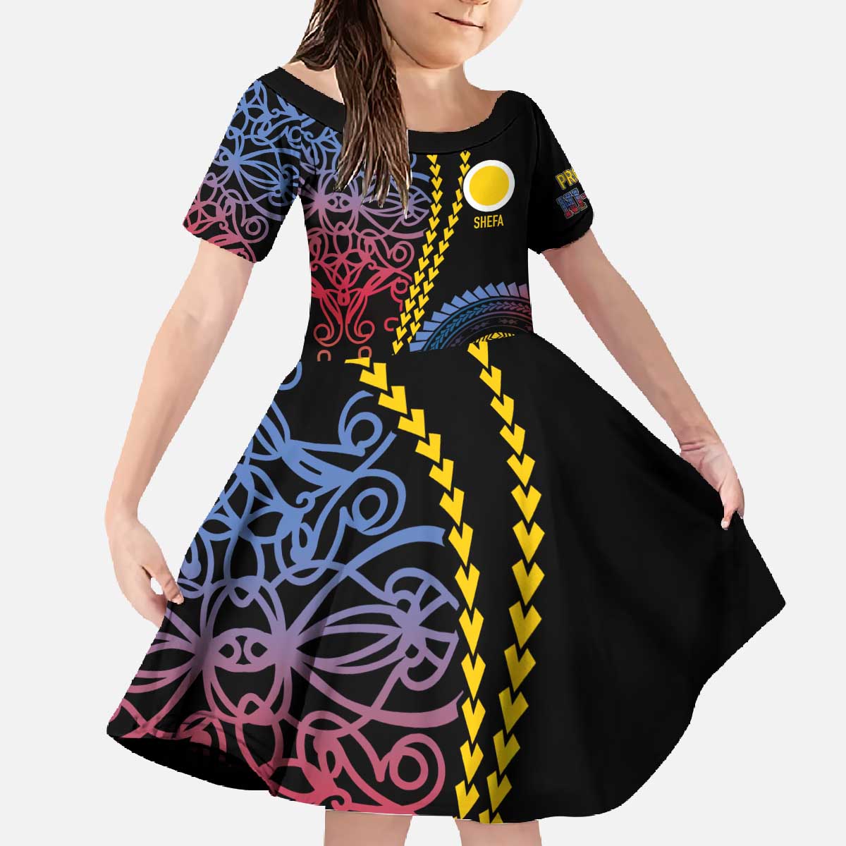 Proudly Ni-Van Sandroing Inspired Family Matching Off The Shoulder Long Sleeve Dress and Hawaiian Shirt Shefa Classic Style