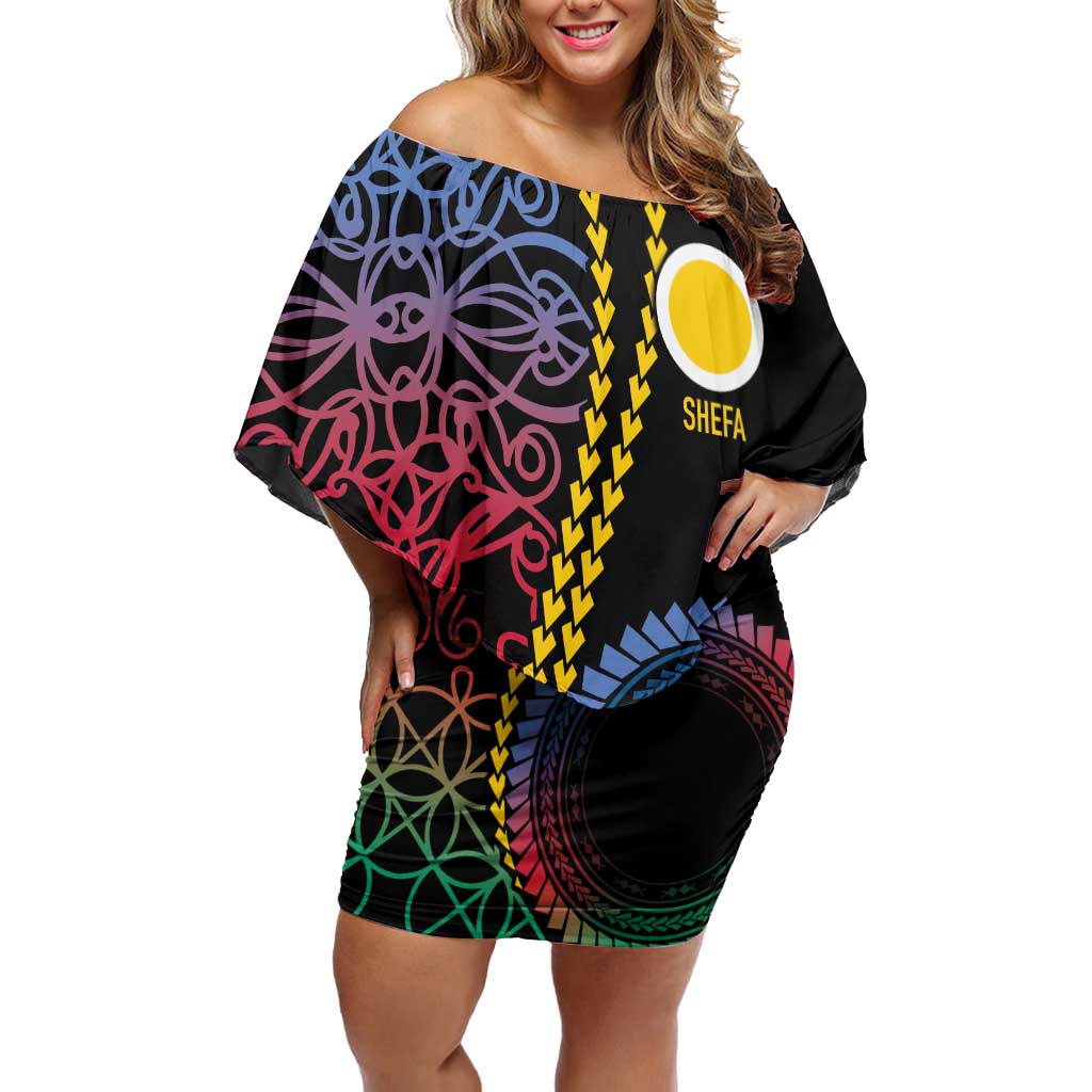 Proudly Ni-Van Sandroing Inspired Family Matching Off Shoulder Short Dress and Hawaiian Shirt Shefa Classic Style LT7 Mom's Dress Colorful - Polynesian Pride
