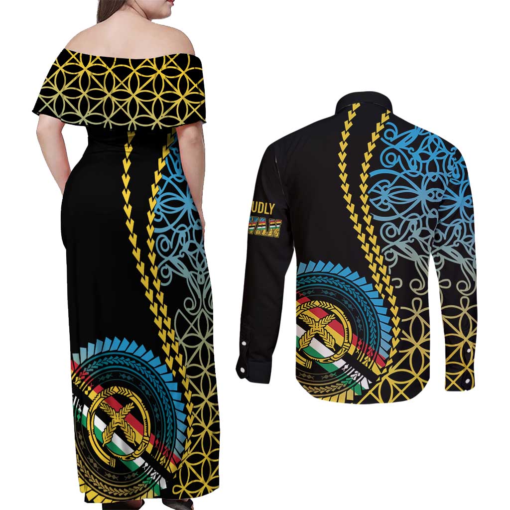 Proudly Ni-Van Sandroing Inspired Couples Matching Off Shoulder Maxi Dress and Long Sleeve Button Shirt Torba Classic Style