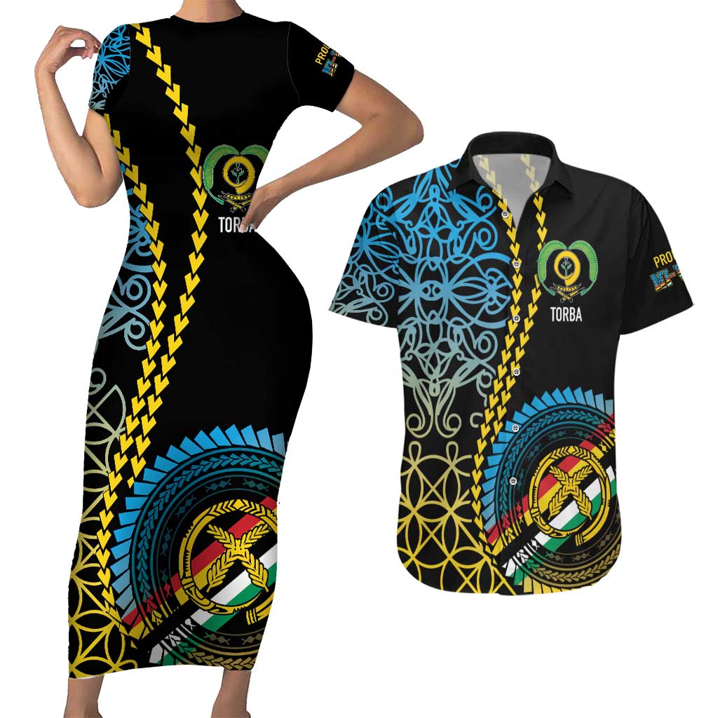 Proudly Ni-Van Sandroing Inspired Couples Matching Short Sleeve Bodycon Dress and Hawaiian Shirt Torba Classic Style LT7 Colorful - Polynesian Pride