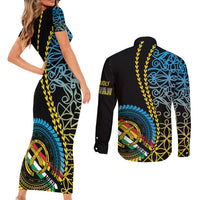 Proudly Ni-Van Sandroing Inspired Couples Matching Short Sleeve Bodycon Dress and Long Sleeve Button Shirt Torba Classic Style LT7 - Polynesian Pride