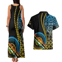 Proudly Ni-Van Sandroing Inspired Couples Matching Tank Maxi Dress and Hawaiian Shirt Torba Classic Style LT7 - Polynesian Pride