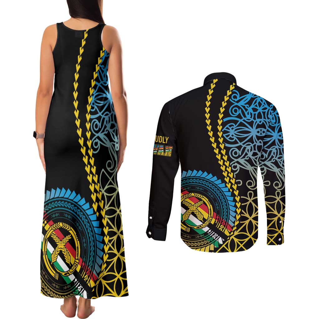 Proudly Ni-Van Sandroing Inspired Couples Matching Tank Maxi Dress and Long Sleeve Button Shirt Torba Classic Style LT7 - Polynesian Pride