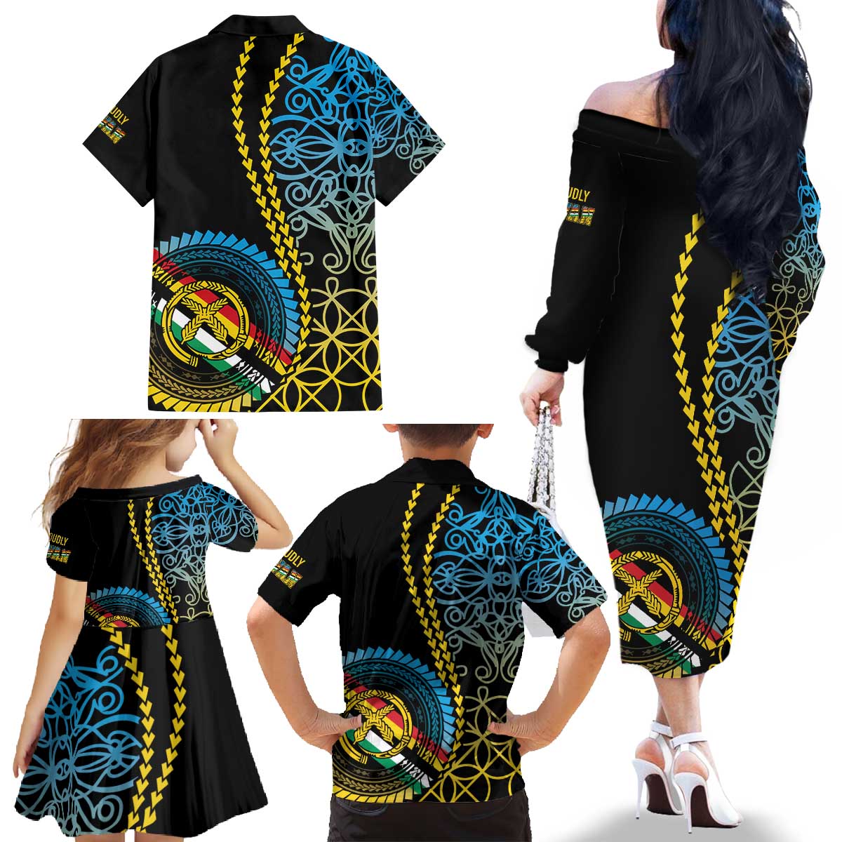 Proudly Ni-Van Sandroing Inspired Family Matching Off The Shoulder Long Sleeve Dress and Hawaiian Shirt Torba Classic Style